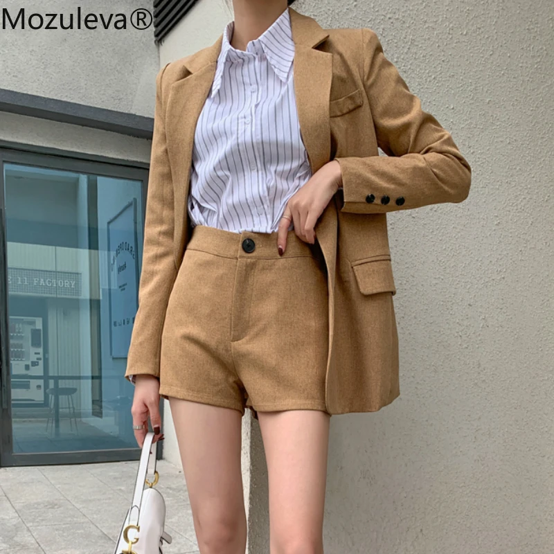 Mozuleva элегантные женские блейзеры брюки костюм из 2 предметов комплекты одежды с