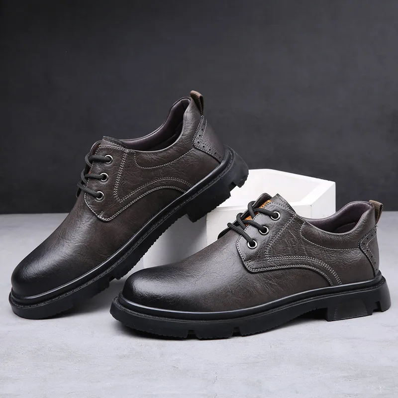 Мужская повседневная обувь из коровьей кожи увеличивающая рост на плоской