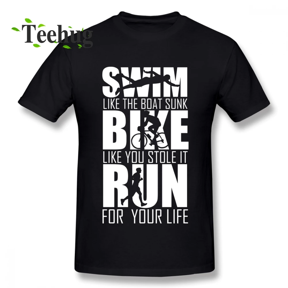 Триатлона Плавание велосипед запустить забавные Triathlete Футболка Slim fit мужской