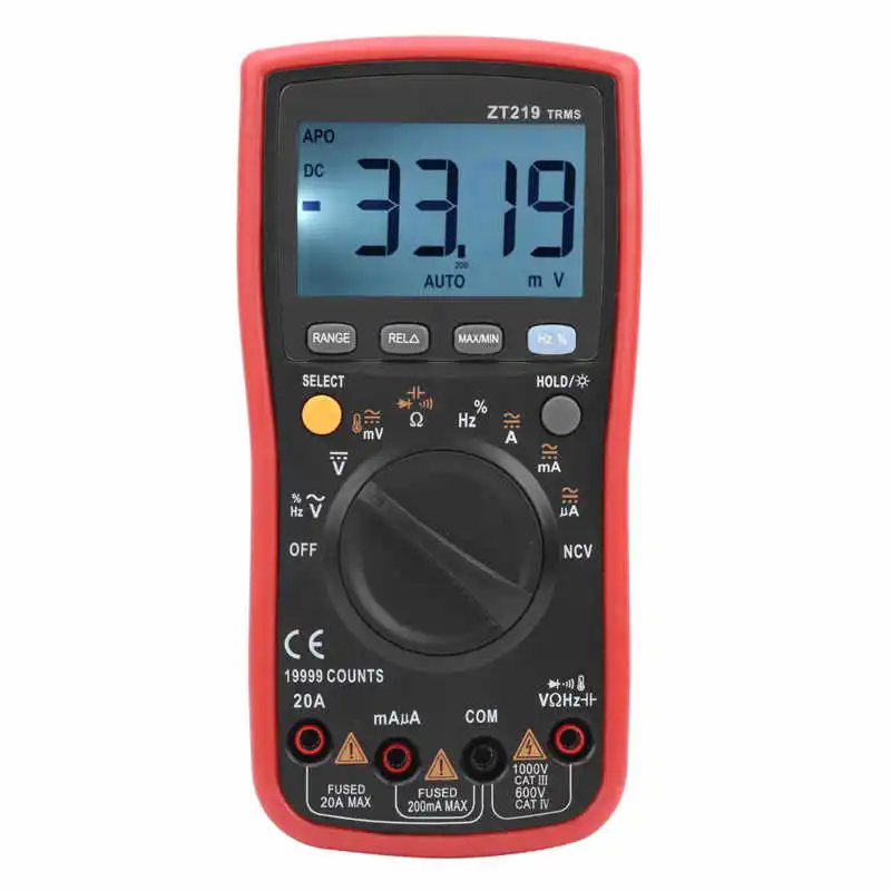 Амперметр ZT219 цифровой мультиметр с автоматическим выбором диапазона напряжение