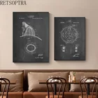 Модный минималистичный настенный плакат с принтом черно-белый ретро пожарный двигатель запчасти схемы в индустриальном стиле художественная живопись декор комнаты