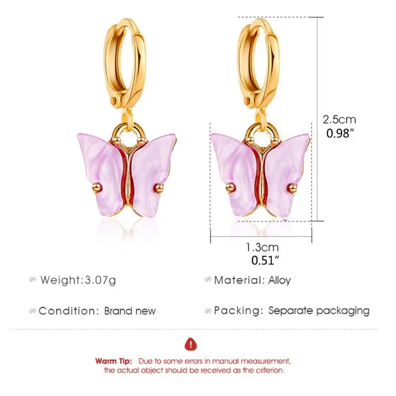 

12 Colors Butterfly Drop Earrings Tiny Dainty Mini Butterfly Hoop Earrings Set Jewelry for Women Girls