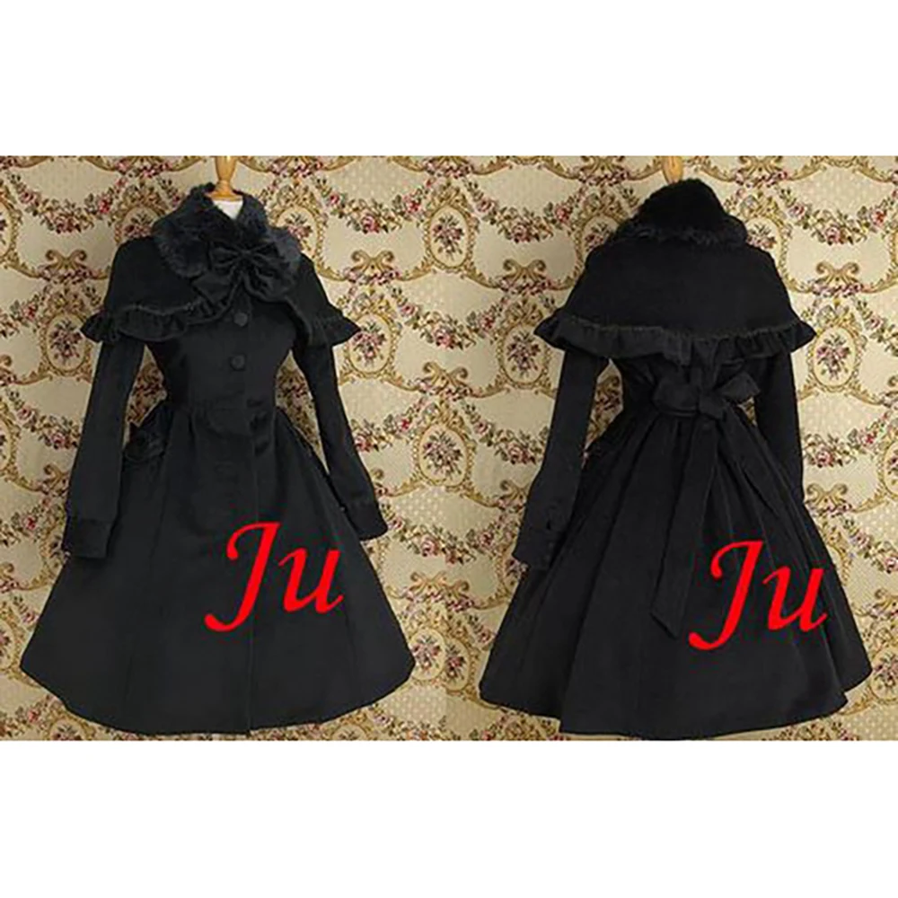 

fondcosplay gothic Lolita Punk black Wool Coat Dress cape Cosplay Costume CD/TV[CK459]