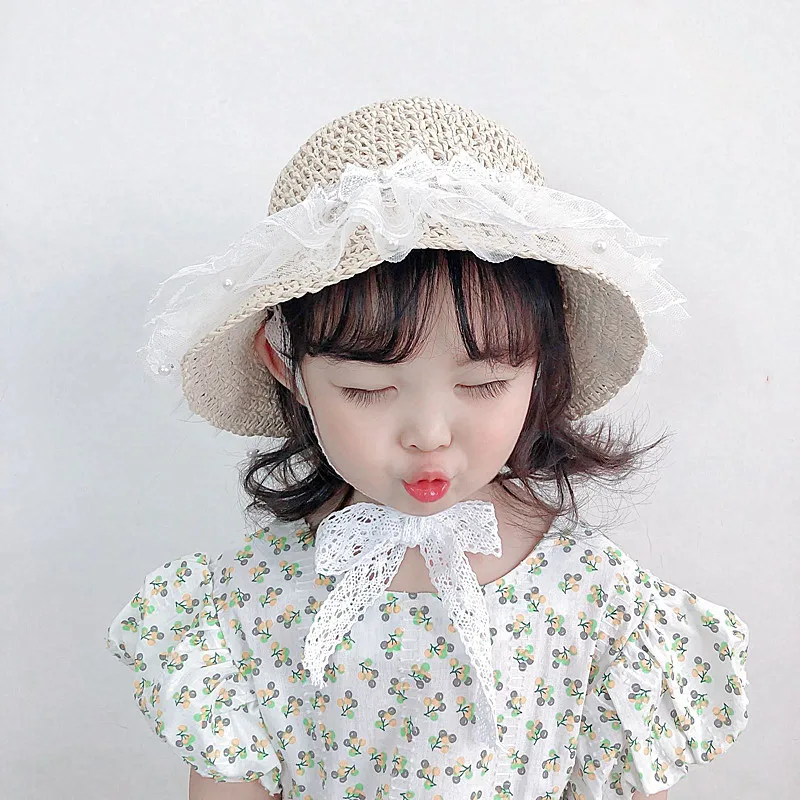 Шляпа детская соломенная с бантом Пляжная Панама от солнца широкими полями из