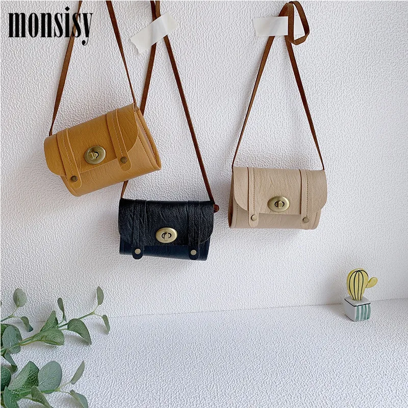 Monsisy Vintage Mini Bag For Girl Boy Crossbody PU Leather Handbag Children Wallet Kid Small Change Purse Baby Coin | Багаж и сумки