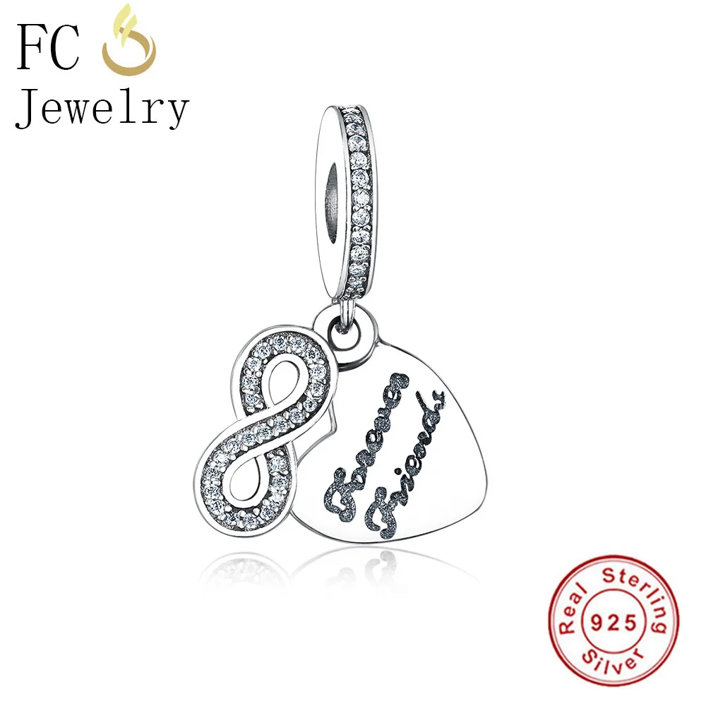 

FC Jewelry Fit Original Brand Charms Bracelet Authentic 925 Sterling Silver Love Friends Forever Pendant Beads Berloque DIY