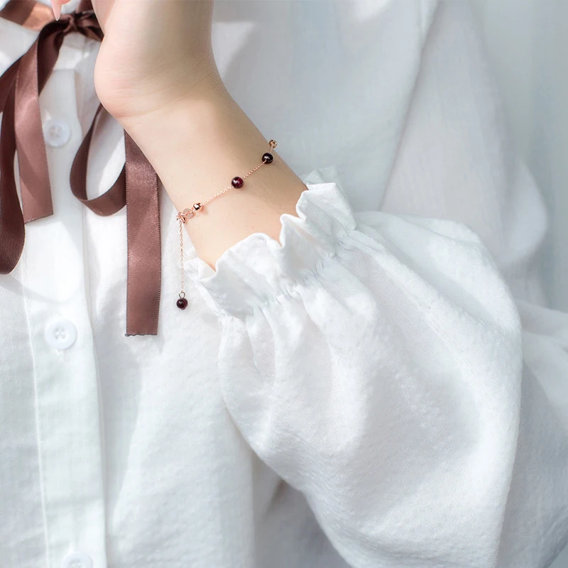 Colusiwei натуральный гранат звено цепи браслет для женщин стерлингового серебра 925