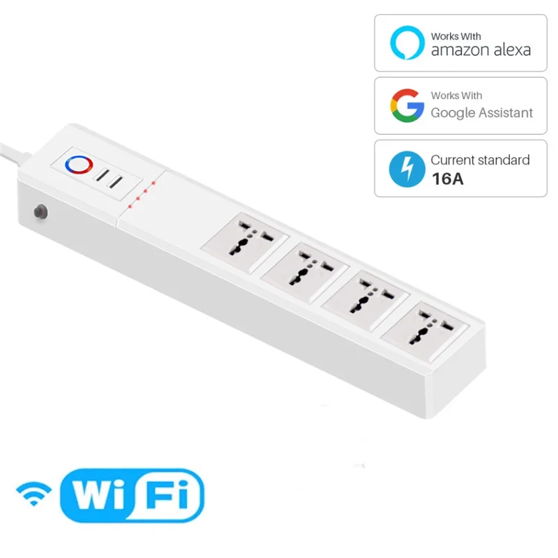 

Умный удлинитель с Wi-Fi, 4 евророзетки, 2 USB-порта для зарядки