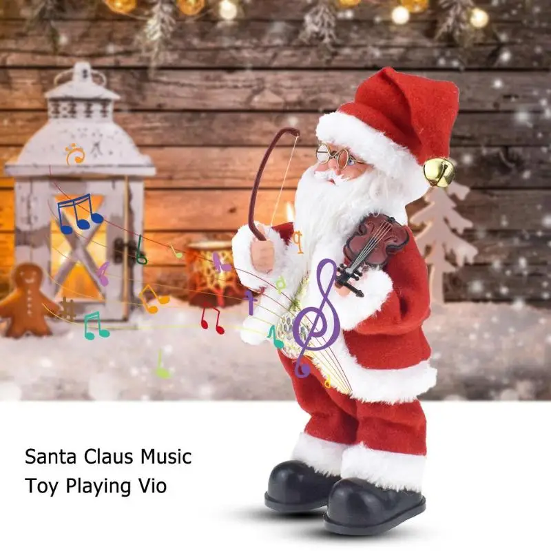 Рождество сидя орнамент Электрический Санта Клаус игрушка Музыка скрипки
