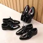Демисезонная кожаная обувь для мальчиков-подростков, танцевальная обувь из лакированной кожи, нескользящая модельная обувь для выступлений
