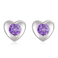 women earrings for wedding party 925 silver jewelry accessories with zircon gemstone heart shaped stud earrings gift ornaments
