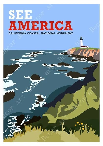 Постер для путешествий из Сан Франциско See America картины на холсте винтажные