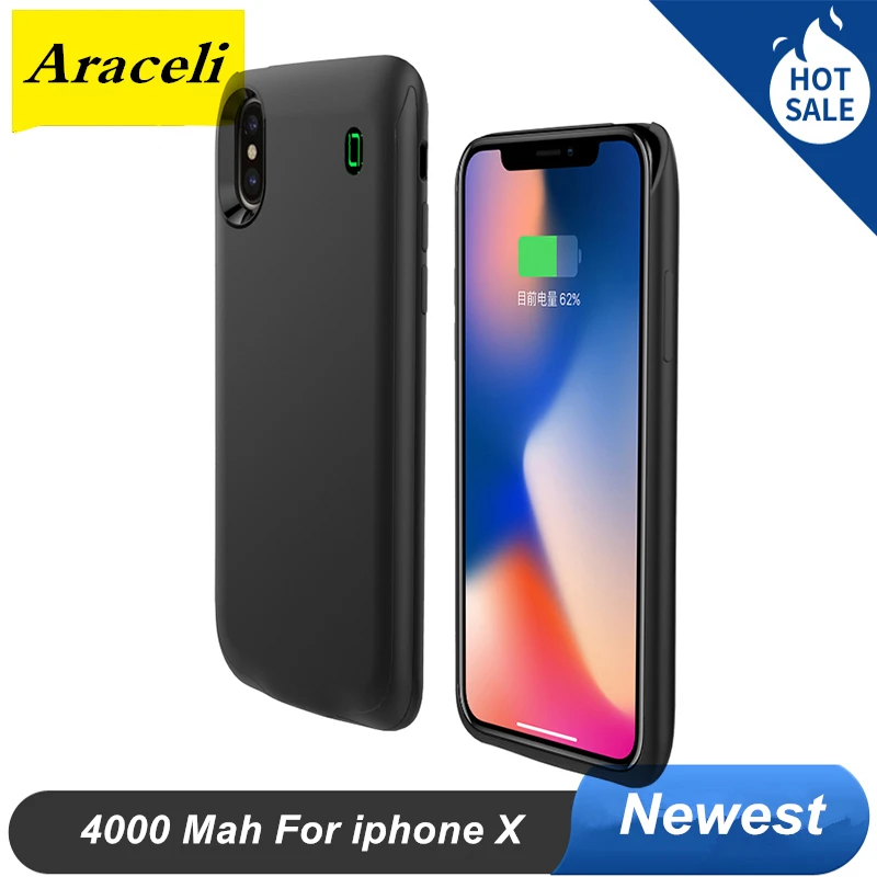 Чехол для аккумулятора iphone X 4000 мАч новейший модный тонкий чехол резервного