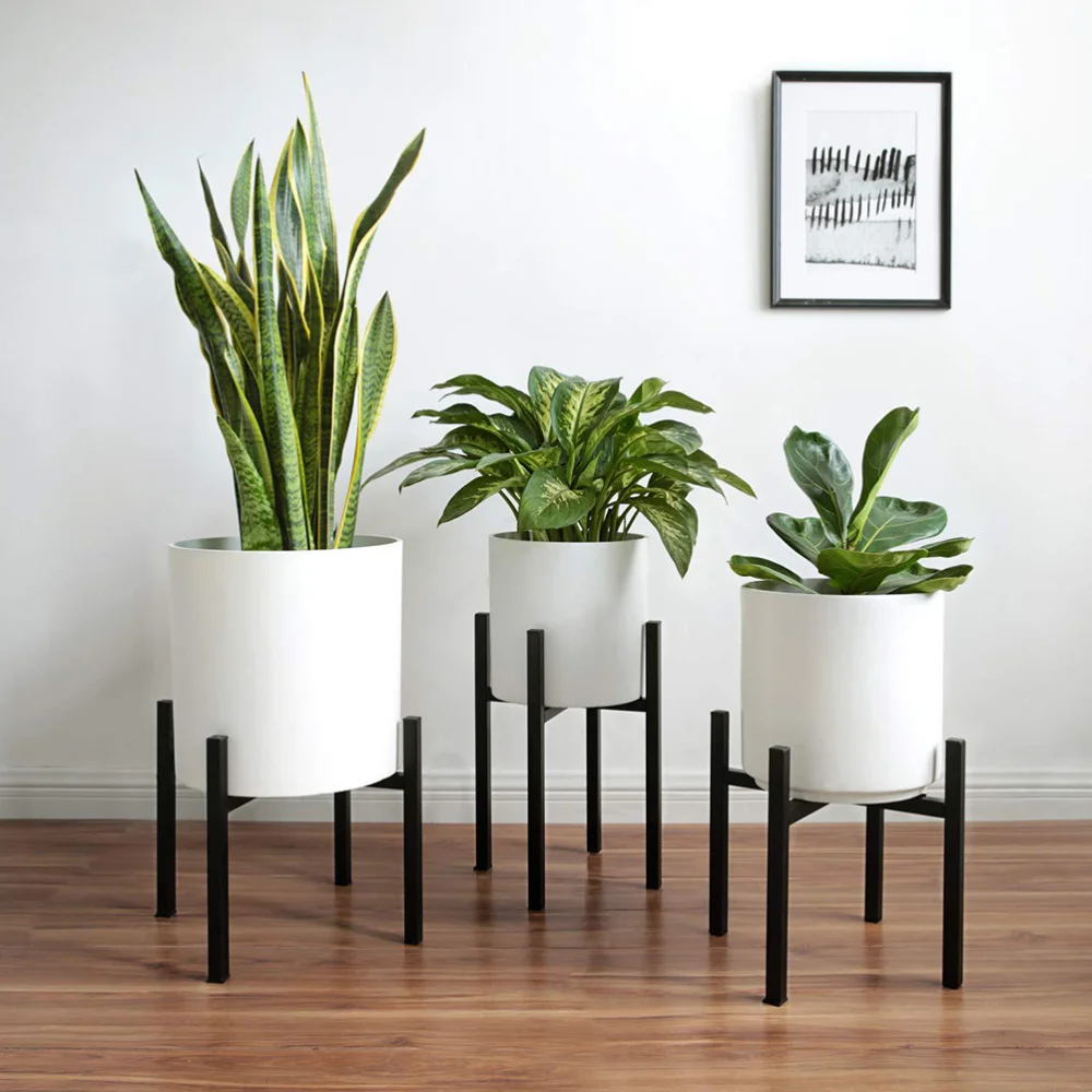 

1PC Iron Flowerpot Shelf Indoor Flower Stand Adjustable Flower Pot Rack Plants Bonsai Rack for Home Living Room (Black)