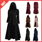 Готический панк куртка Женская мода черный с капюшоном плюс размер зима 2021 пальто женские длинные женские куртки и пальто одежда-40