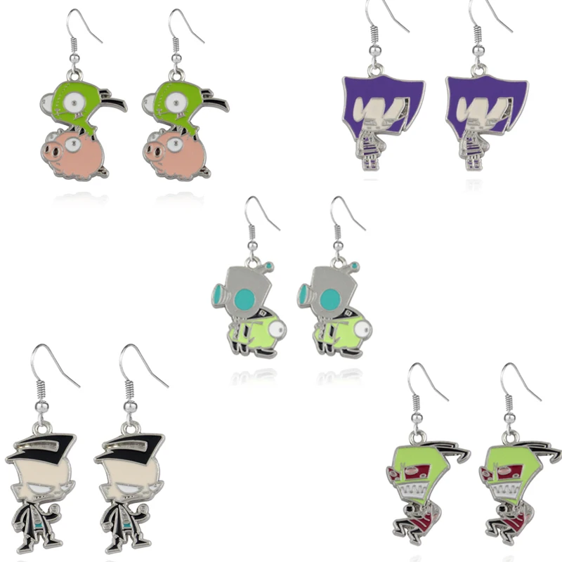 

American Anime Invader Zim Metal Earrings Q Characters Cosplay Earrings Fashion Christmas Women Men's Jewelry Gifts
