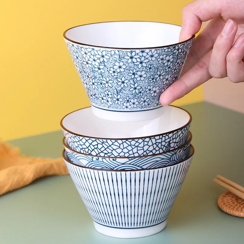 

Бамбуковая шапка в японском стиле, керамические чаши 5 дюймов, чаши для риса и супа, миска для лапши, рамен, семейная керамическая чаша