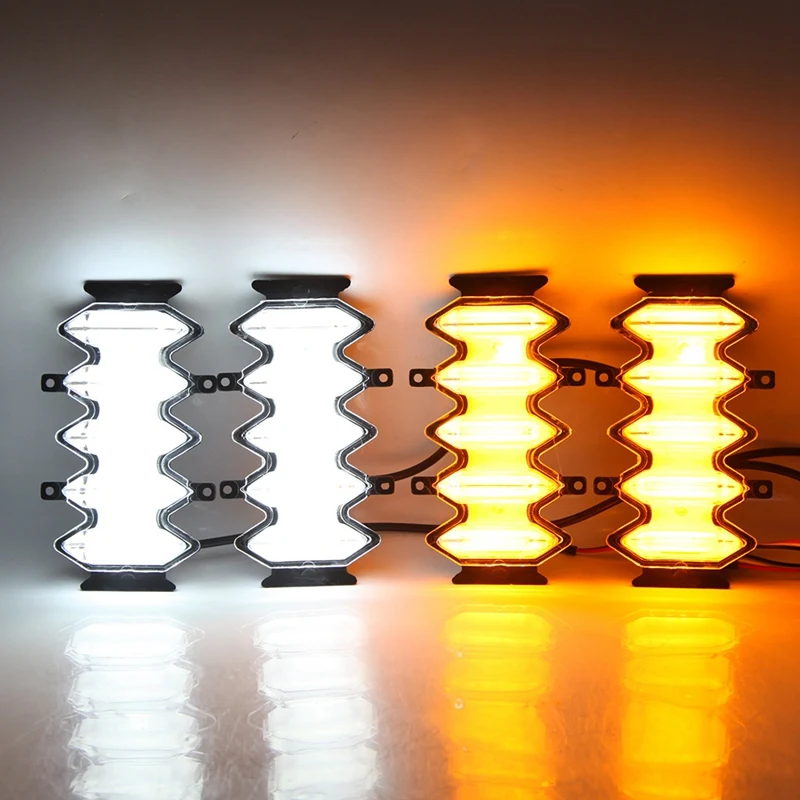 

4Pcs Front Grille Upgrade LED Lamps White & Amber Light Rhombus Decorative Lights for Suzuki-Jimny JB64 JB74 2019 2020