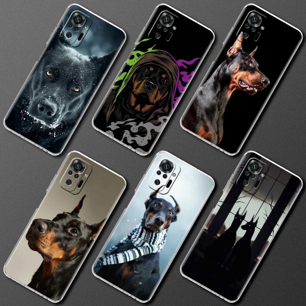 

Doberman Dog Soft Transparent Phone Cover for Redmi 8 8A 9A 9C 9 Note 7 8 9 10 Pro Shell Bag For Xiaomi Mi X3 NFC M3 Case Coque