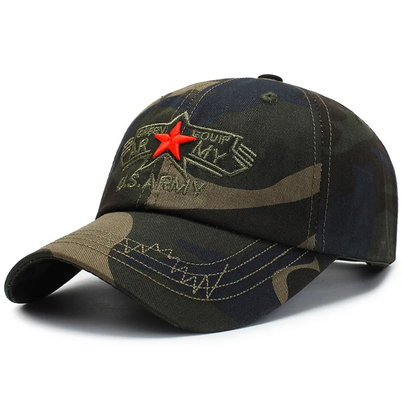 U.S ARMY Red Star Military Camouflage Tatical Cap Airsoft Breathable Outdoor Cotton Baseball Caps Men Soldier Combat Hunting Hat |