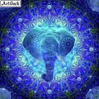 Полностью квадратная алмазная живопись 5d своими руками слон синяя Мандала Алмазная вышивка икона для оформления дома 3d круглая палочка Алмазная вышитая Бриллиантовая мозаика