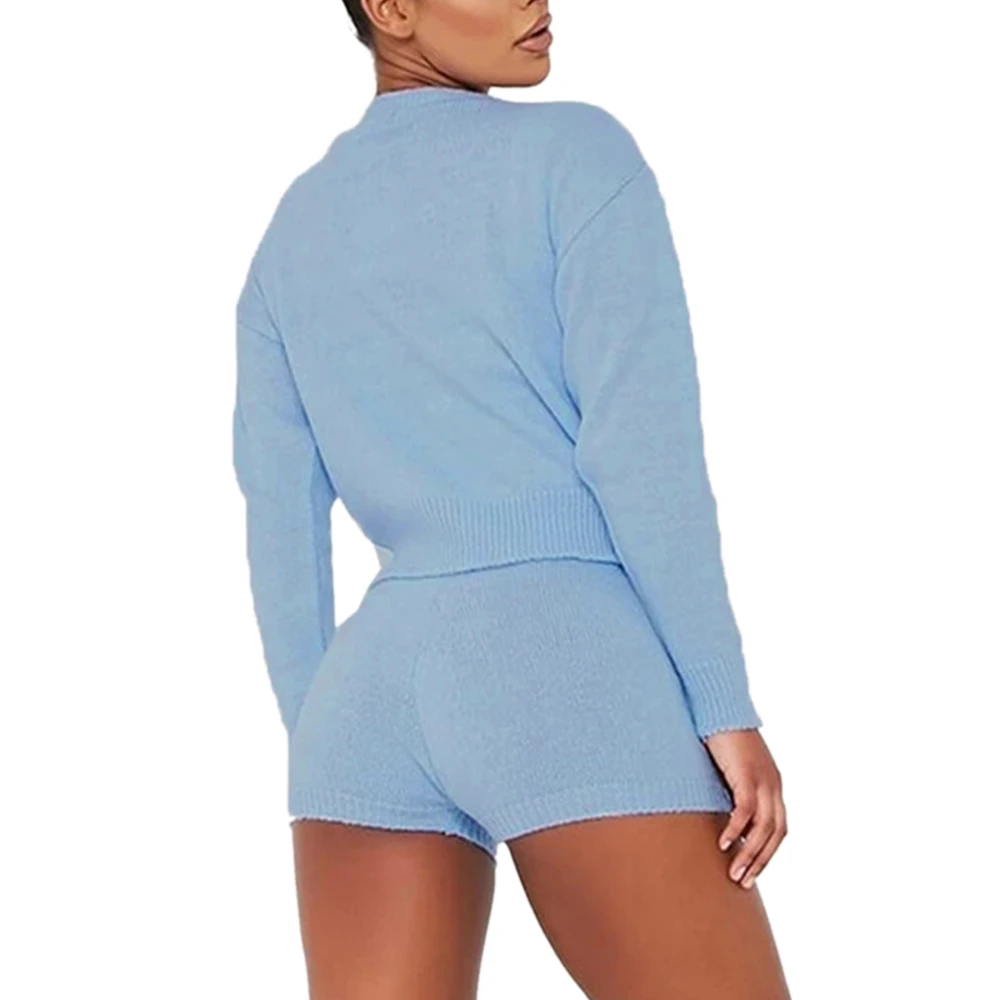 Женский комплект из 3 предметов короткий топ и шорты кардиган на пуговицах