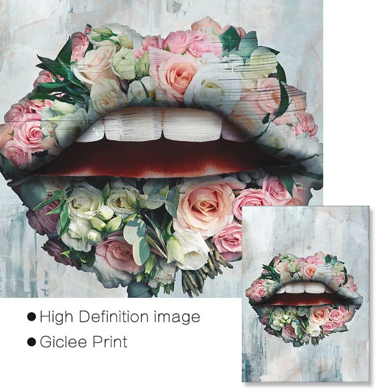 3 Панели Современная розовая роза и деньги Картина на холсте сексуальные красные