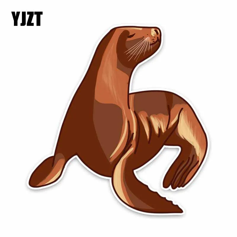 

YJZT 14CM*13.2CM Ocean Standing Brown Sea Lion PVC Decals Animal Car Sticker C29-0702