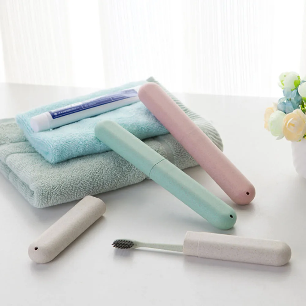 

Portable toothbrush travel wash toothbrush storage box wheat straw Travelling Anti-dust Storage Boxes Accessories For Bathroom