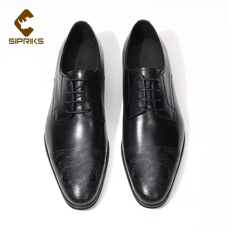 Sipriks Decent Shoes Men Original Cow Leather Rubber Chaussure Homme Costume Elegance Wedding Grooms Brown Black 44 | Обувь