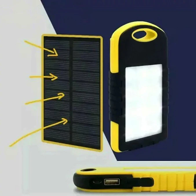 Внешний аккумулятор 10000 мАч на солнечной энергии водонепроницаемый внешний с