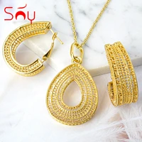sunny jewelry fashion classic jewelry sets copper earrings pendent necklace women for wedding party anniversary gift trendy