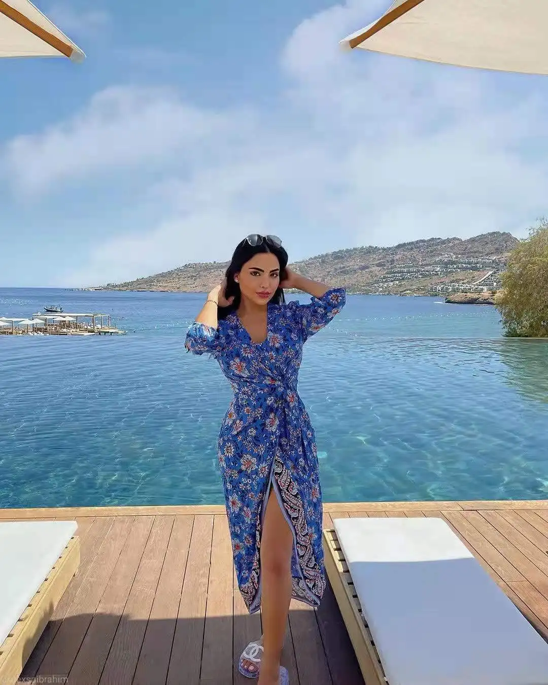 

xikom 2021 Summer Women Boho Print Sexy Slim Midi Dress Female Casual Long Sleeve Dresses Ladies Vintage Dress