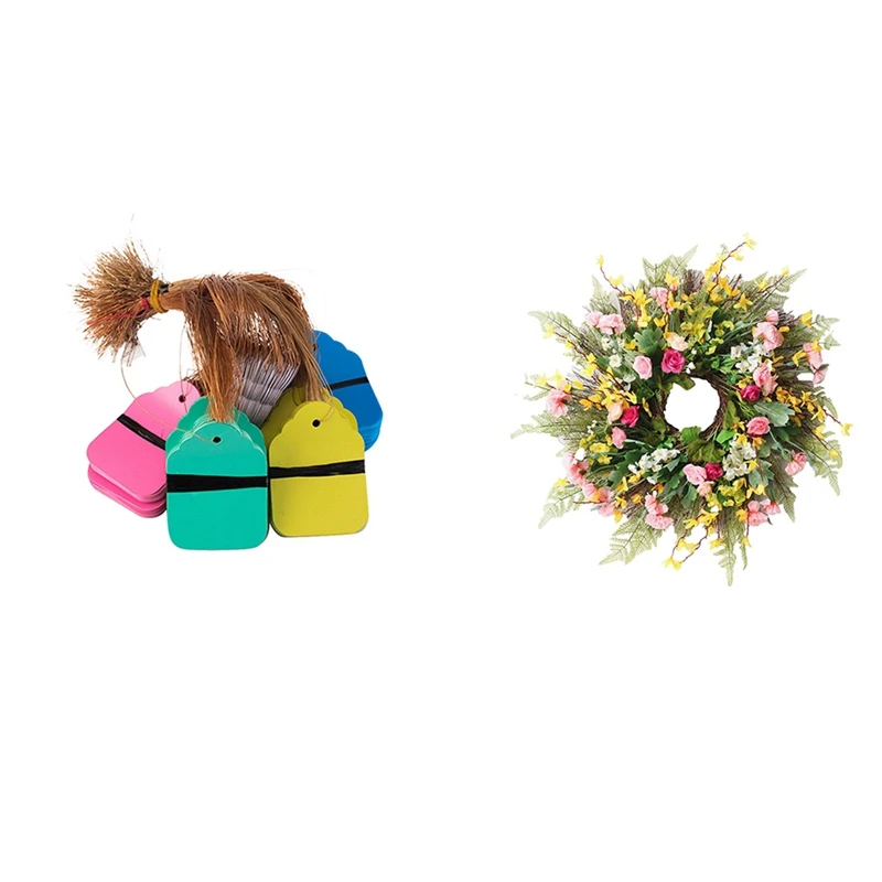 

500Pcs Waterproof Belt Plant Label Plant Tag Flower Pot Tag & 1 Pcs Artificial Carnation Wreath Mother'S Day Wreath