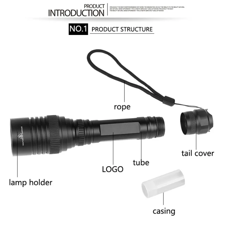 

Portable Black Flashlight Hard Light Zoom Bright Outdoor Lighting Led Flashlight Design Lanterna Led Portable Lighting EC50SD