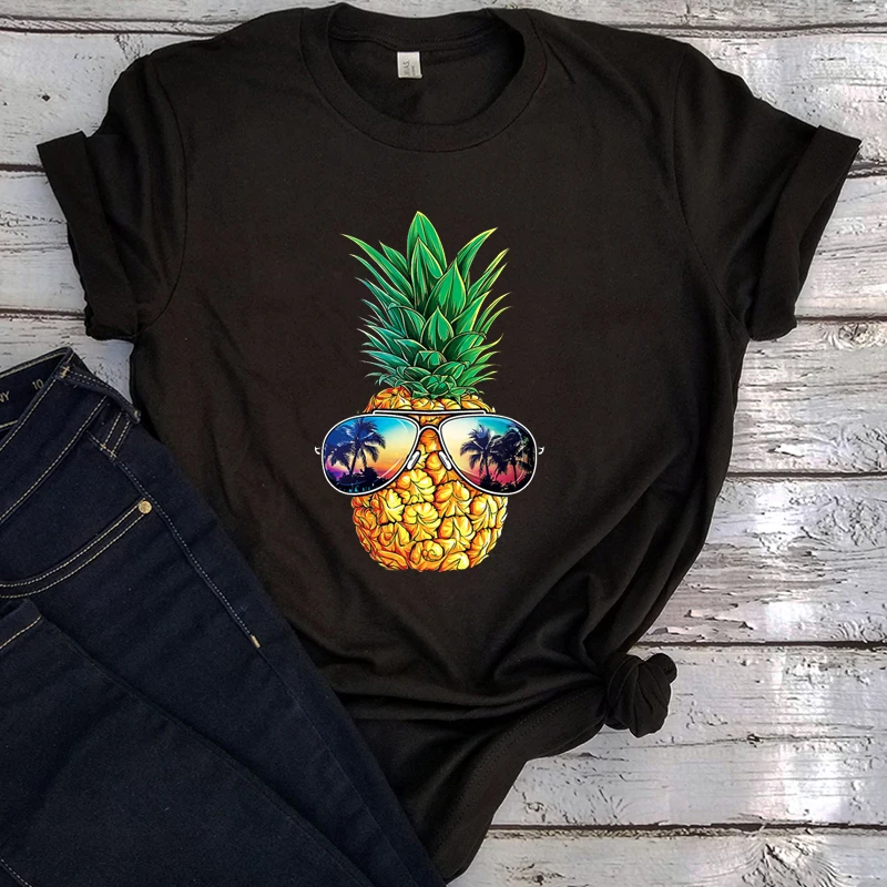 

Pineapple Sunglasses Men Clothing Aloha Beaches Hawaiian Tshirt Harajuku White Tee Customized Products O-Neck Tees Shirts Gift