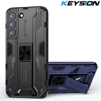 keysion shockproof armor case for samsung s22 ultra s22 plus stand phone back cover for galaxy s21 ultra s21 plus s21 fe m52 5g