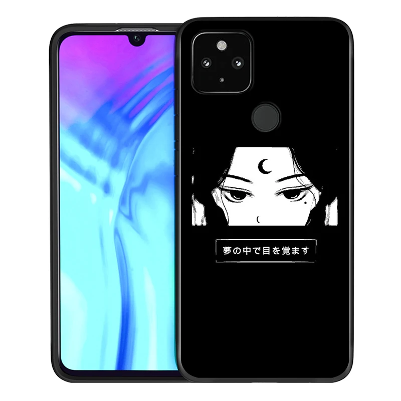 

Sad Anime Aesthetic Shockproof Cover for Google Pixel 5 4 4a XL 5G Black TPU Soft Phone Case