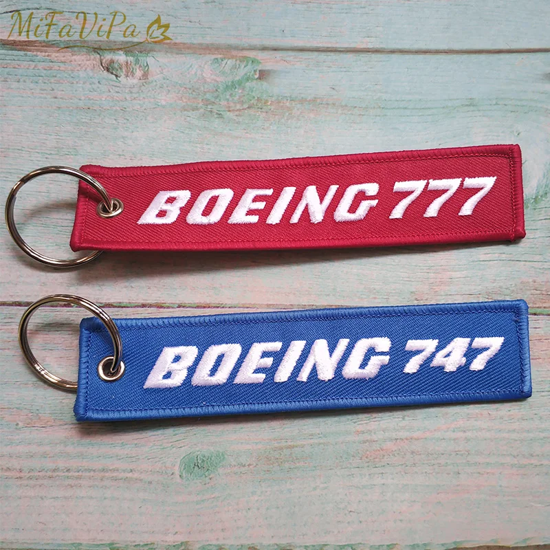

2 PCS Boeing 747 Keychain Phone With Black Embroidery Aviation Red Keychain Men's Flight Crew Luggage Tag Boeing 777 Key Chains