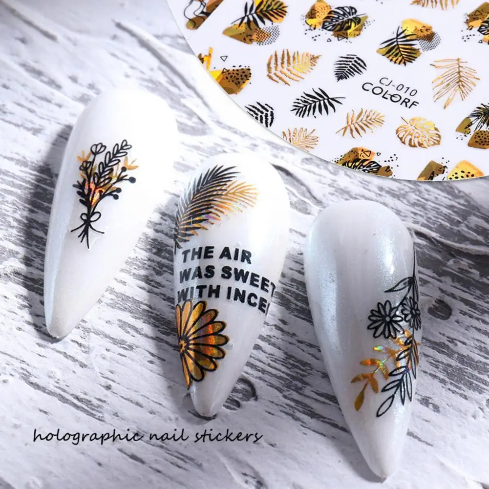 

Lightweight Delicate Gold Leaf Nail Stickers Autumn Water Transfer Colorful Nail Transfer Maple Style for Female