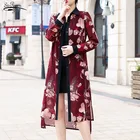 Блузка женская с коротким рукавом и цветочным принтом, свободная длинная рубашка с защитой от солнца, супертонкий шифоновый кардиган с цветочным принтом, 9121 50, на лето