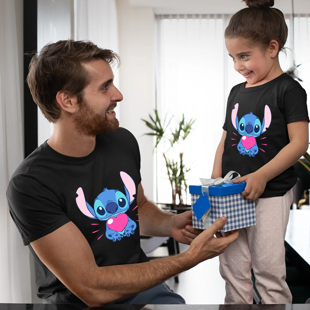 

Harajuku Summer New Products Family Matching Clothes Outdoor Baby Girl Boy Lilo & Stitch Disney Printing Series Cartoon Dropship