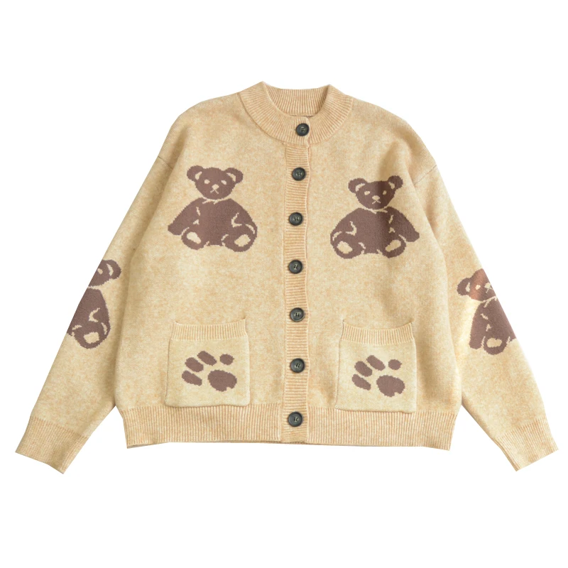 

Женский жаккардовый кардиган с круглым вырезом, однобортный трикотажный кардиган в винтажном стиле, Осень-зима