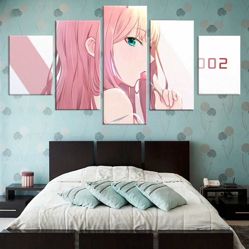 Плакат на холсте с изображением Аниме D in the FRANXX ZERO TWO 5 штук украшение для дома