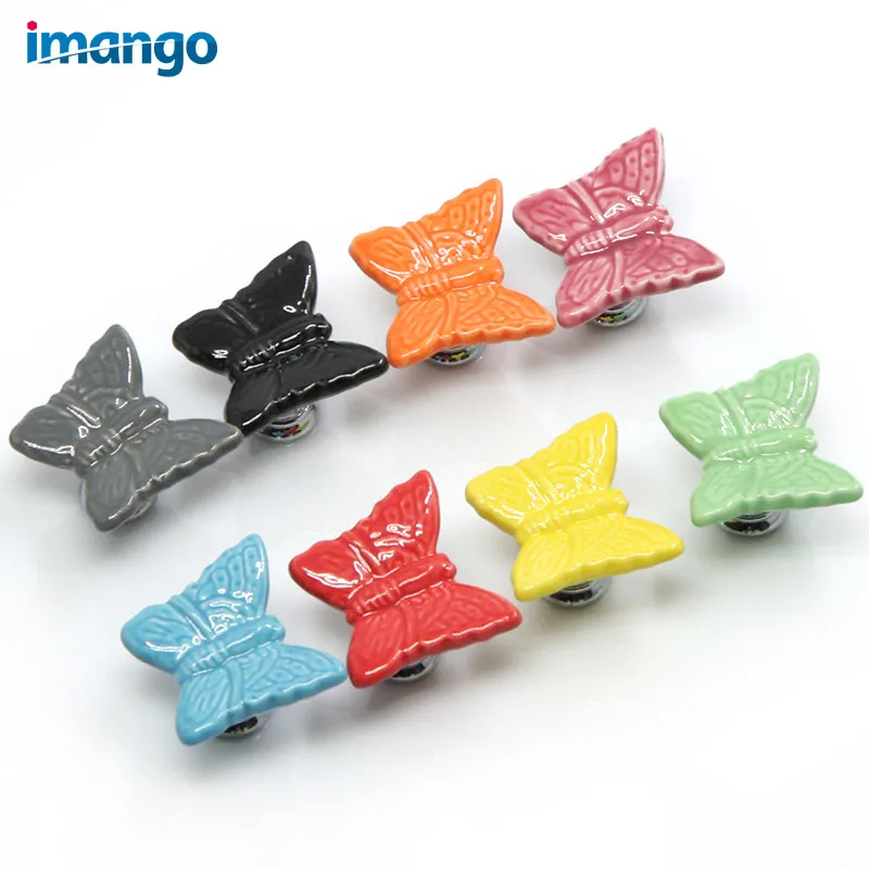 Butterfly Ceramic Handle and knobs Cartoon Pumpkin Handles Children furniture Drawer Pulls European Contemporary Contracted|handles knobs|ceramic