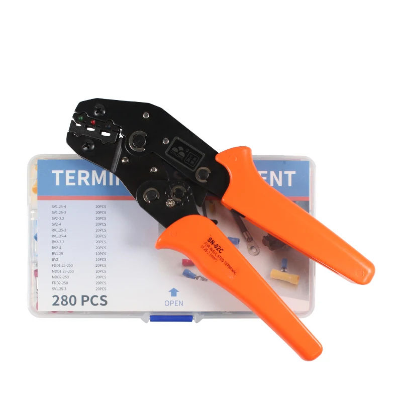 

SN-02C Hand Crimping Tool 0.25-2.5mm² Adjustable Crimper Pliers Cable Lugs Assortment Kit Wire Crimp Mini Tool Set