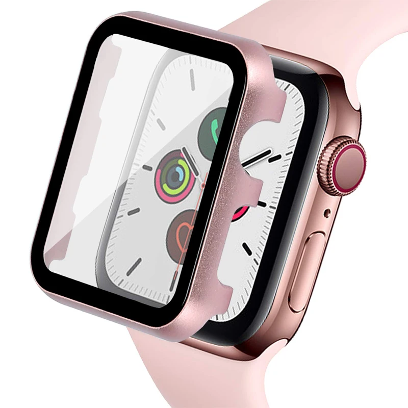 2 в 1 металлический защитный Чехол + пленка для Apple Watch 44 мм 40 42 38 iwatch серии SE/6/5/4/3/2 HD
