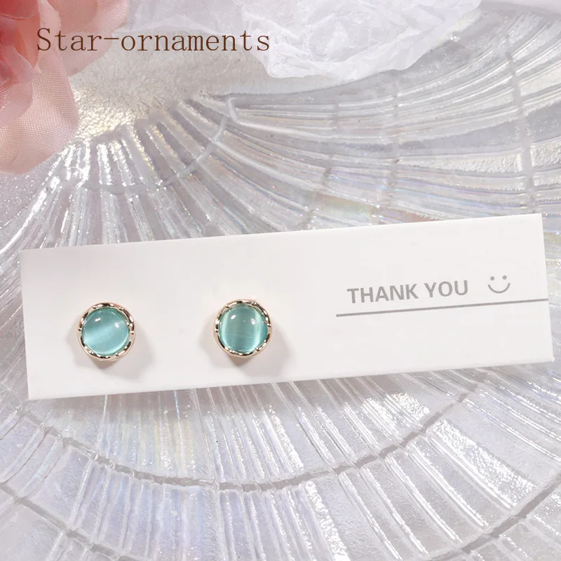 

Exquisite Daily Opal 925 Sterling Silver Ear Studs Simple Temperament Four-leaf Clover Love Fashion Earrings For Women