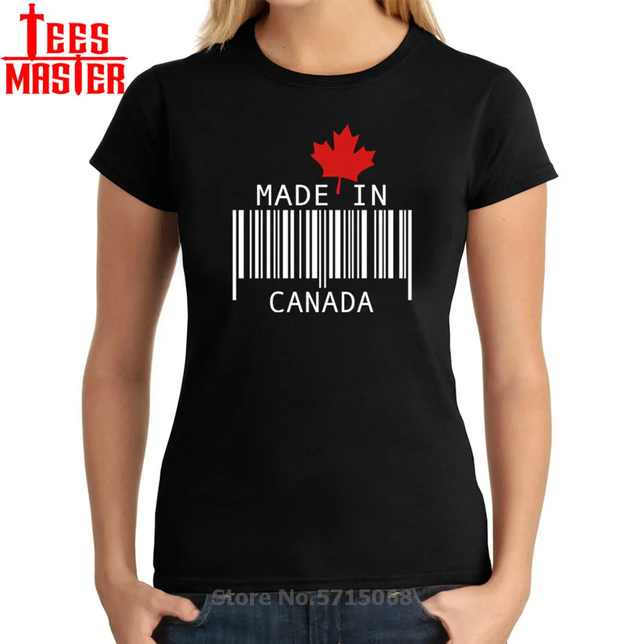 Футболки пародия сделано в Канаде с штрих-кодом женские футболки красным