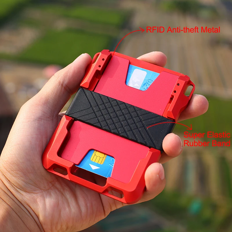 Держатель для карт DIENQI Rfid мужские бумажники из кожи и металла умный тонкий мини